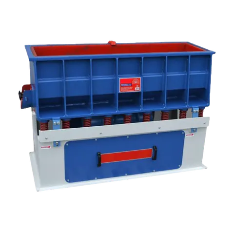 Hira tub vibratory finishing machine with blue body and red lining